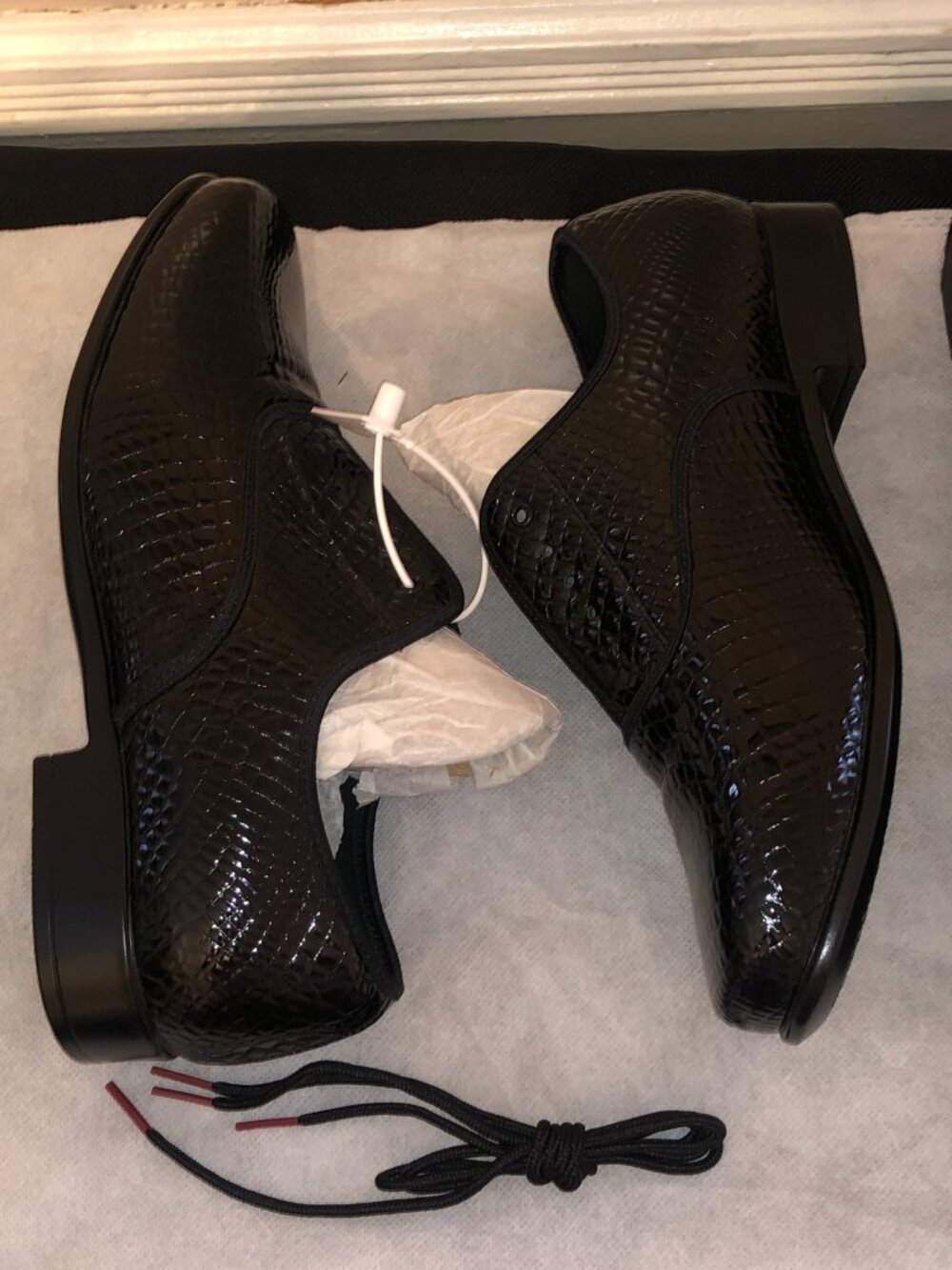 DanceandSway Mens Black Patent Croc Embossed Oxford Dance Shoes Sz 11 EU 43